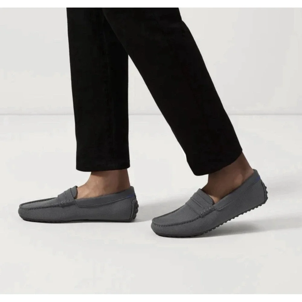 Rothy's The Driving Loafer Mens Size 9.5 Blue Casual Classic Knit Slip On Shoes